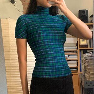 Issey Miyake me Stretch Pleats Tartan Top
